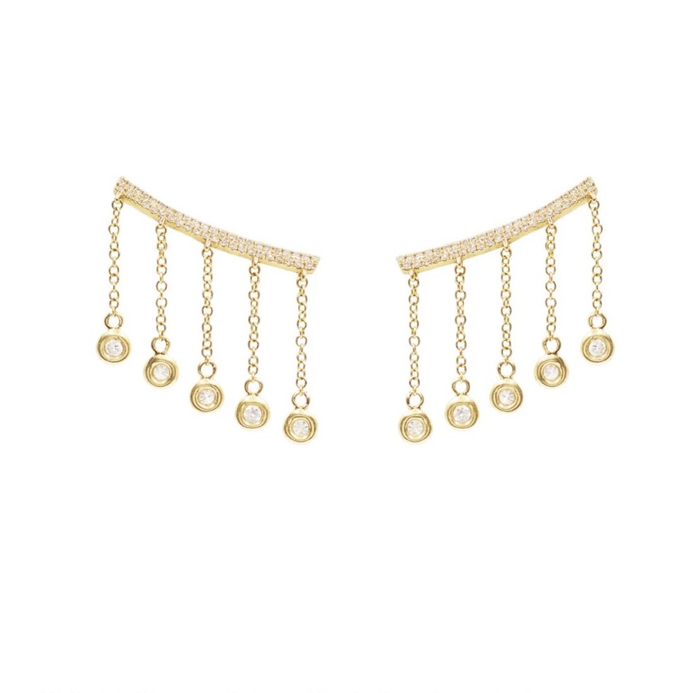 Kamaria Cleo Ear Crawler Gold Earrings with Diamond Drops